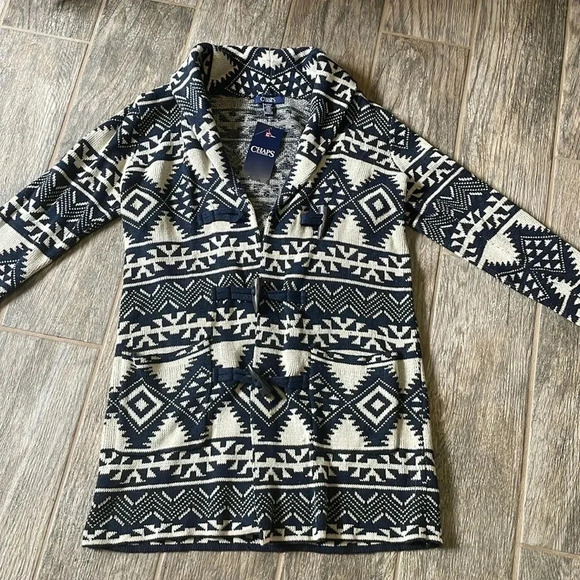 Chaps Southwest long cardigan sweater Toggle Shawl collar Women’s XS Aztec NWT - Picture 2 of 12